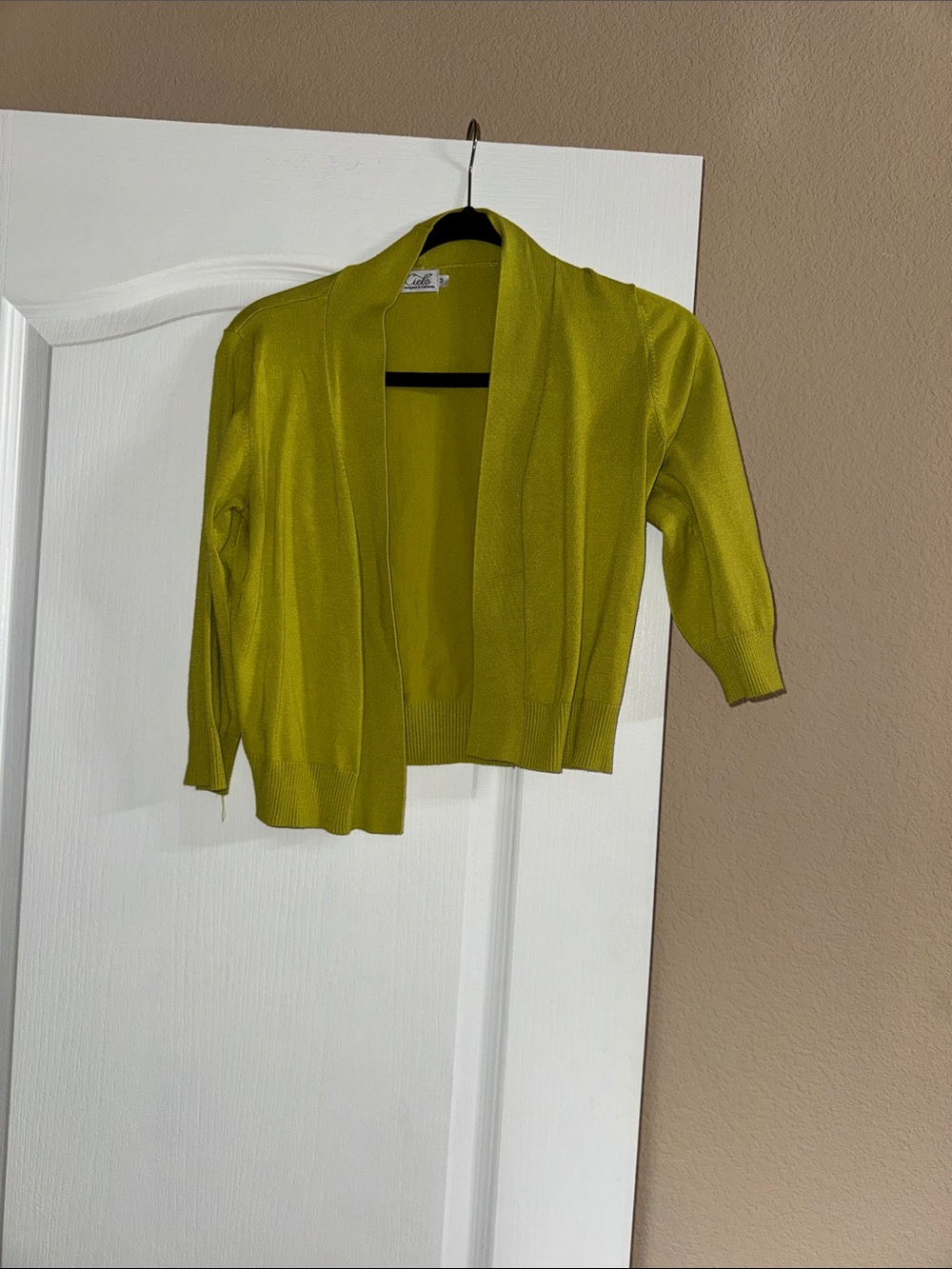 Cielo Lime-Green Open-Front Cropped Cardigan